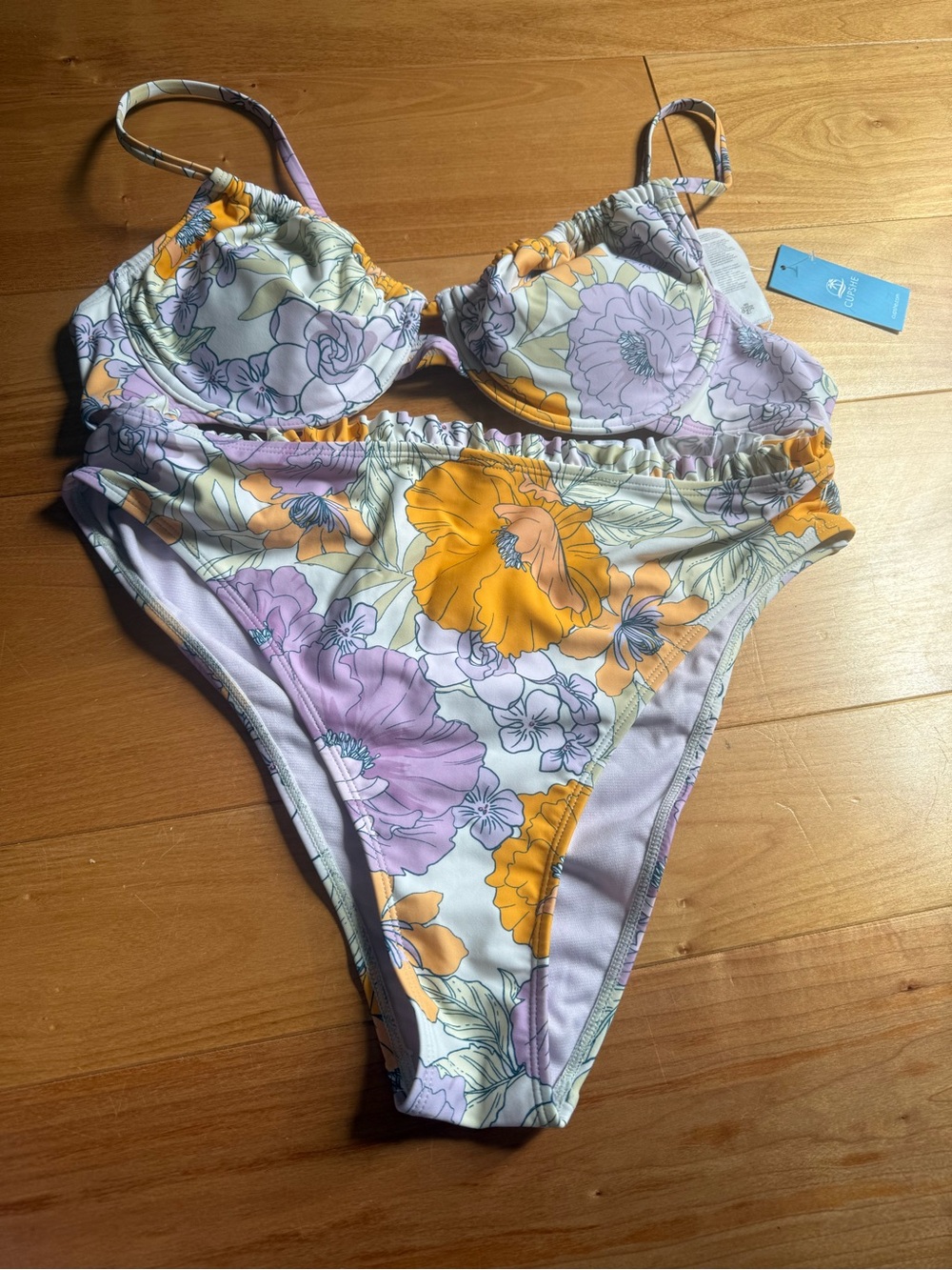 Cupshe Lavender & Mustard Floral Two-Piece Bikini